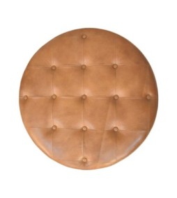 Pouf rond en cuir de buffle marron
