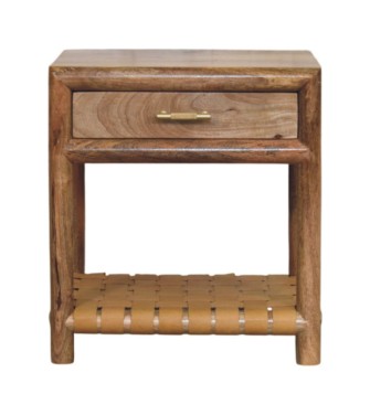 Table de chevet Regency aspect chêne tissé avec tiroir