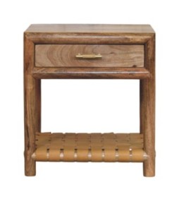 Table de chevet Regency aspect chêne tissé avec tiroir