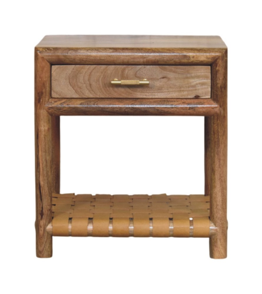 Table de chevet Regency aspect chêne tissé avec tiroir