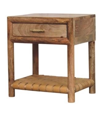 Table de chevet Regency aspect chêne tissé avec tiroir