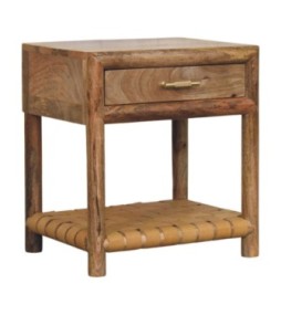 Table de chevet Regency aspect chêne tissé avec tiroir