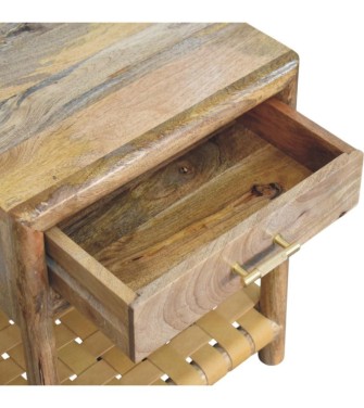 Table de chevet Regency aspect chêne tissé avec tiroir
