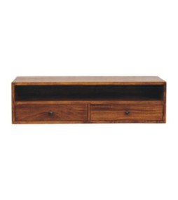 Lunar 2 Drawer Chestnut Wall Mounted Media Unit