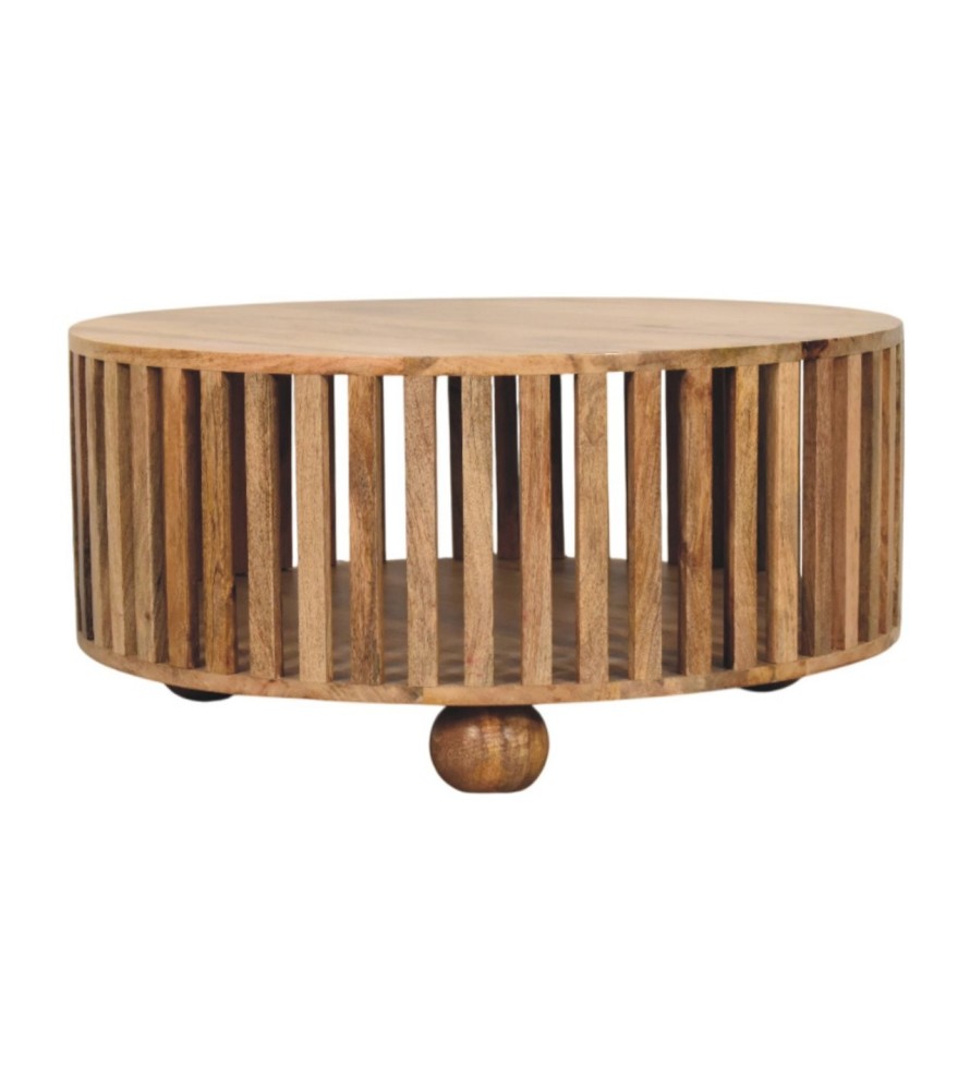 Slatted Round Oak-ish Coffee Table