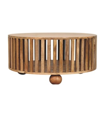 Slatted Round Oak-ish Coffee Table