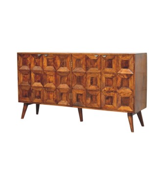 Buffet Solis sculpté à 4 portes finition châtaigne
