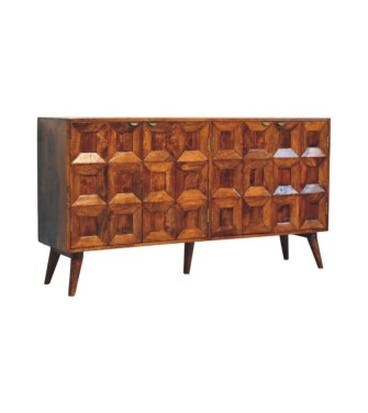 Buffet Solis sculpté à 4 portes finition châtaigne