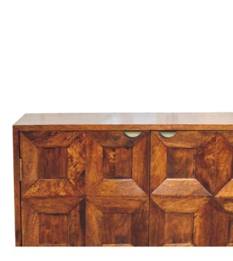 Buffet Solis sculpté à 4 portes finition châtaigne