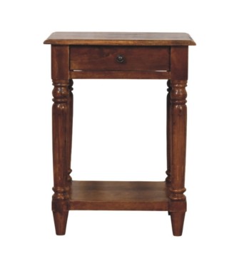 Turned Legs Chestnut 1 Drawer Side Table
