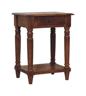 Turned Legs Chestnut 1 Drawer Side Table