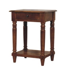 Turned Legs Chestnut 1 Drawer Side Table