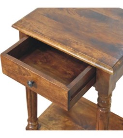 Turned Legs Chestnut 1 Drawer Side Table