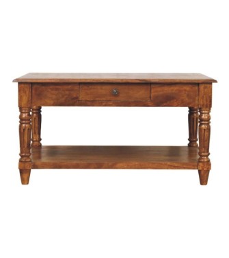 Turned Legs Chestnut 2 Drawer Coffee Table