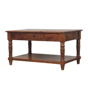 Turned Legs Chestnut 2 Drawer Coffee Table