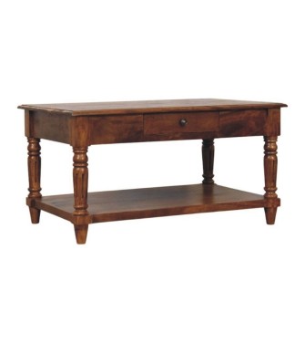 Turned Legs Chestnut 2 Drawer Coffee Table
