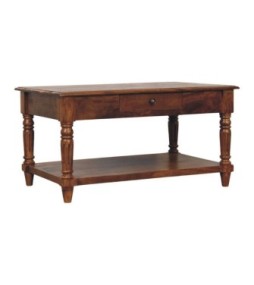 Turned Legs Chestnut 2 Drawer Coffee Table