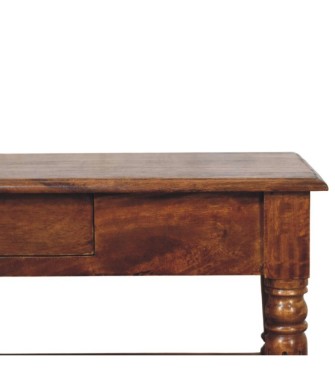 Turned Legs Chestnut 2 Drawer Coffee Table