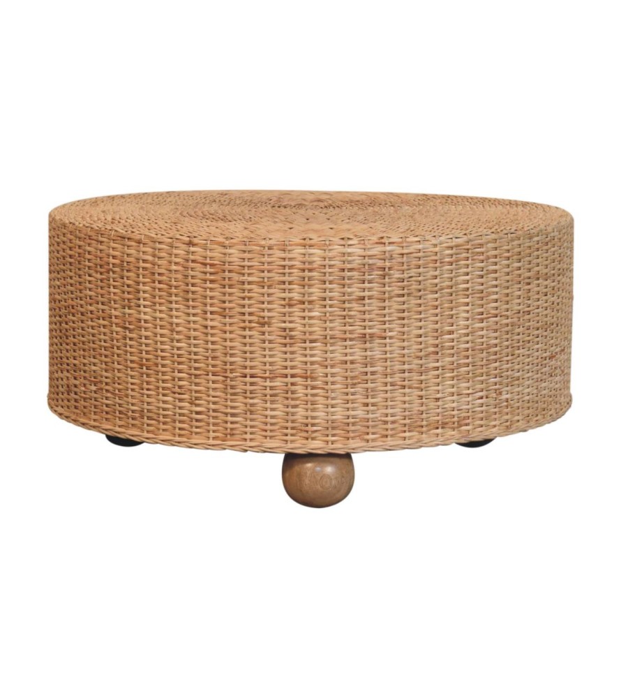 Regency Round Woven Coffee Table with Ball Feet