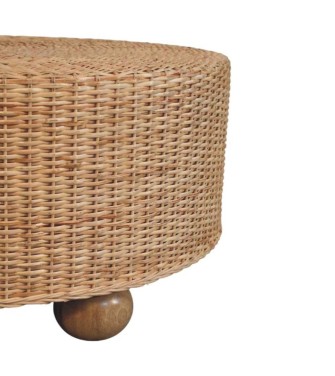 Regency Round Woven Coffee Table with Ball Feet