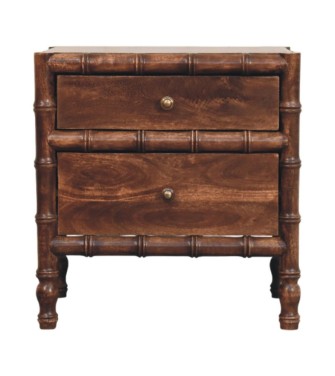 Table de chevet en bambou couleur amande grillée
