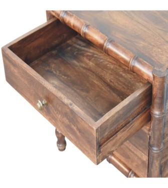 Table de chevet en bambou couleur amande grillée