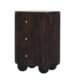 Table de chevet incurvée à 3 tiroirs