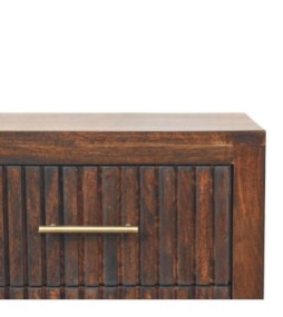 Table de chevet cannelée à 2 tiroirs