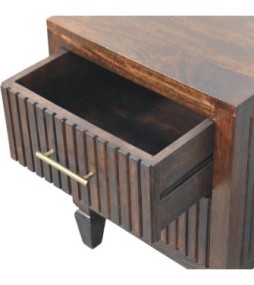Table de chevet cannelée à 2 tiroirs
