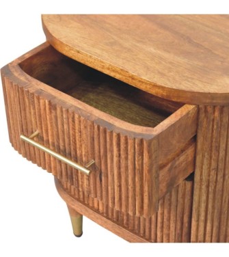 Table de chevet côtelée avec détails en laiton