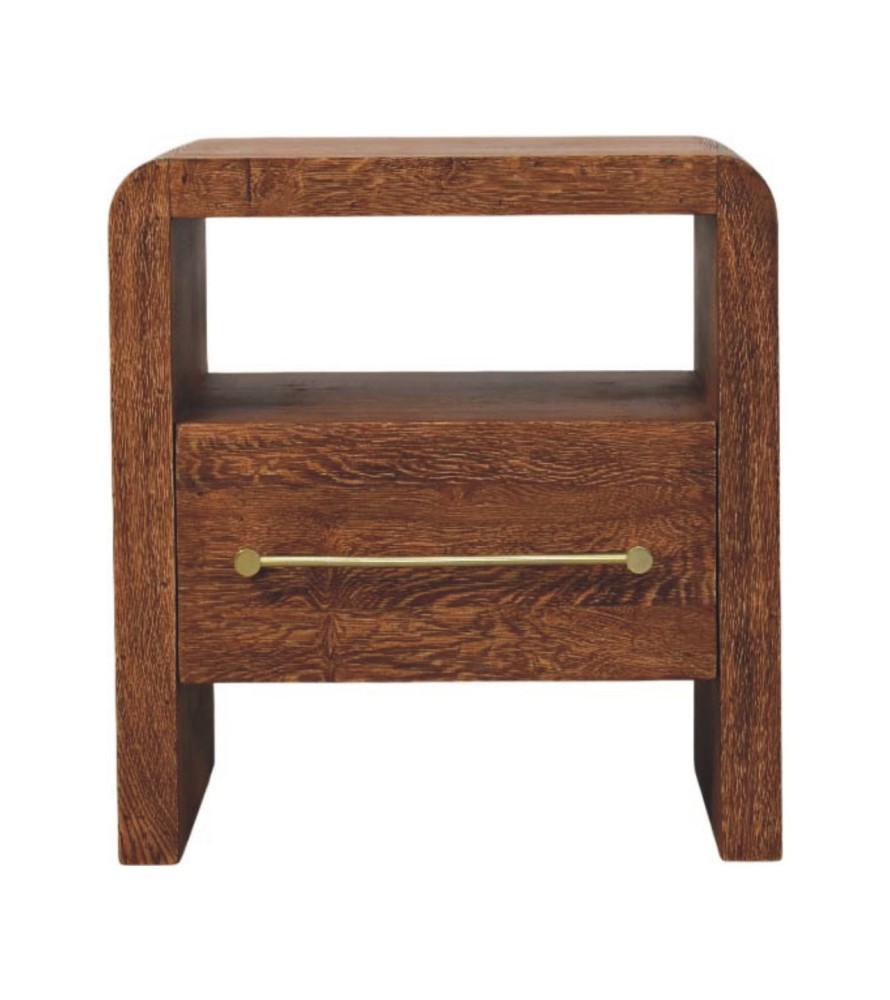 Table de chevet ouverte Aurelio en chêne fumé