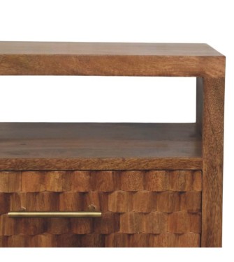 Table de chevet Cadiz sculptée à étagère ouverte