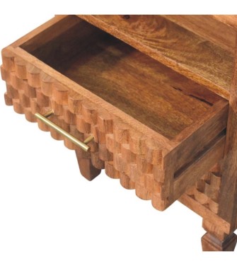Table de chevet Cadiz sculptée à étagère ouverte